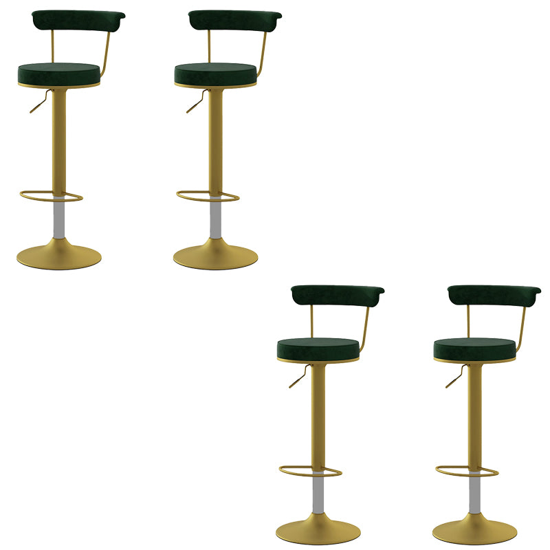 Glam Low Back Dining Stools Adjustable Height Bar Stools with Metal Base