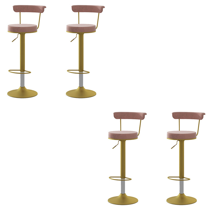 Glam Low Back Dining Stools Adjustable Height Bar Stools with Metal Base