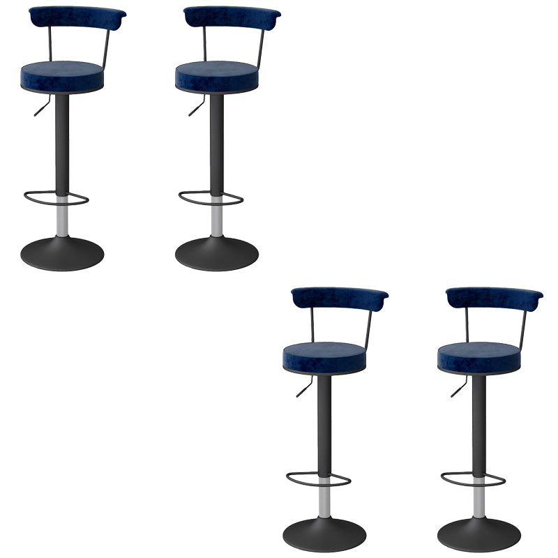 Glam Low Back Dining Stools Adjustable Height Bar Stools with Metal Base