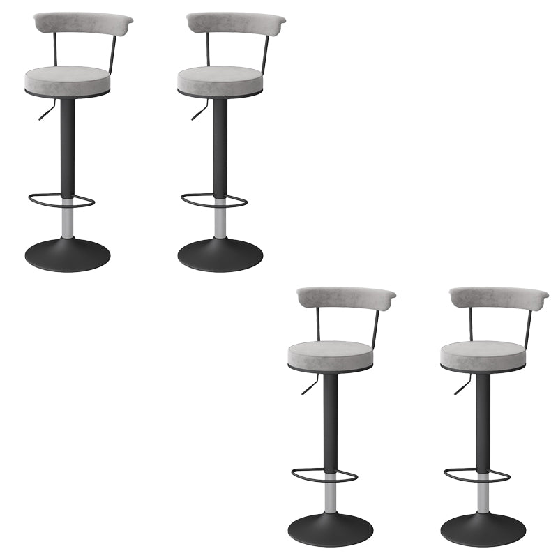 Glam Low Back Dining Stools Adjustable Height Bar Stools with Metal Base