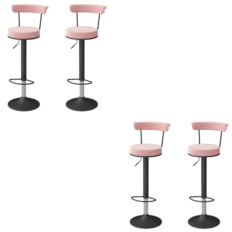 Glam Low Back Dining Stools Adjustable Height Bar Stools with Metal Base