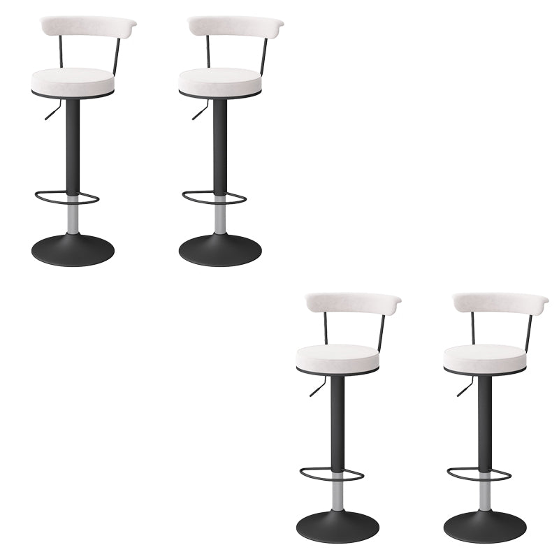 Glam Low Back Dining Stools Adjustable Height Bar Stools with Metal Base