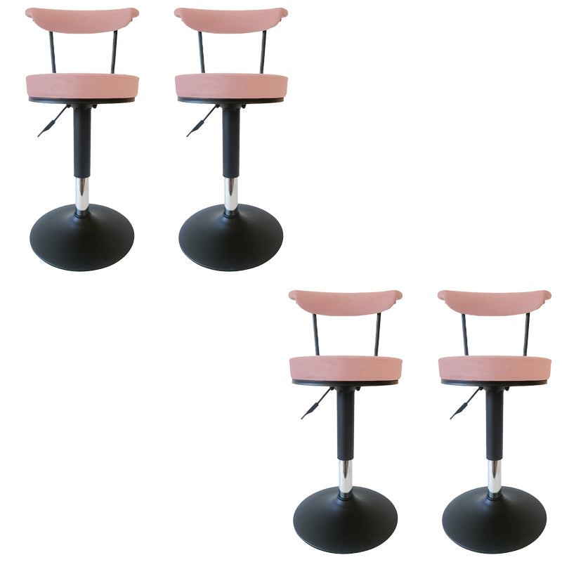 Glam Low Back Dining Stools Adjustable Height Bar Stools with Metal Base