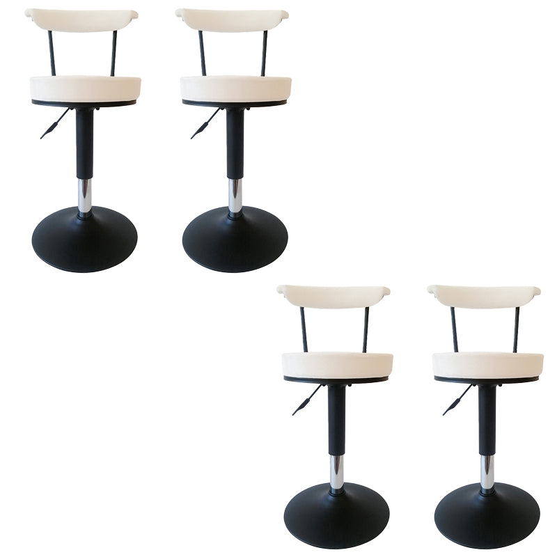 Glam Low Back Dining Stools Adjustable Height Bar Stools with Metal Base
