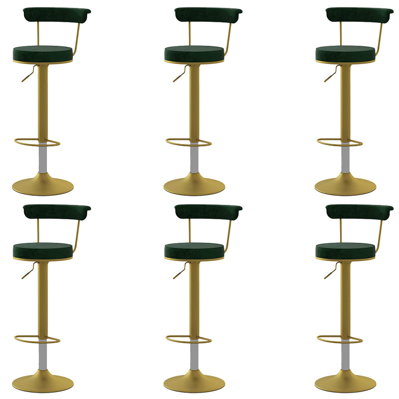 Glam Low Back Dining Stools Adjustable Height Bar Stools with Metal Base