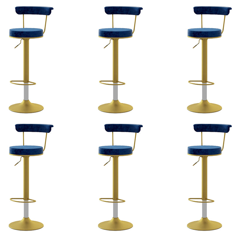 Glam Low Back Dining Stools Adjustable Height Bar Stools with Metal Base