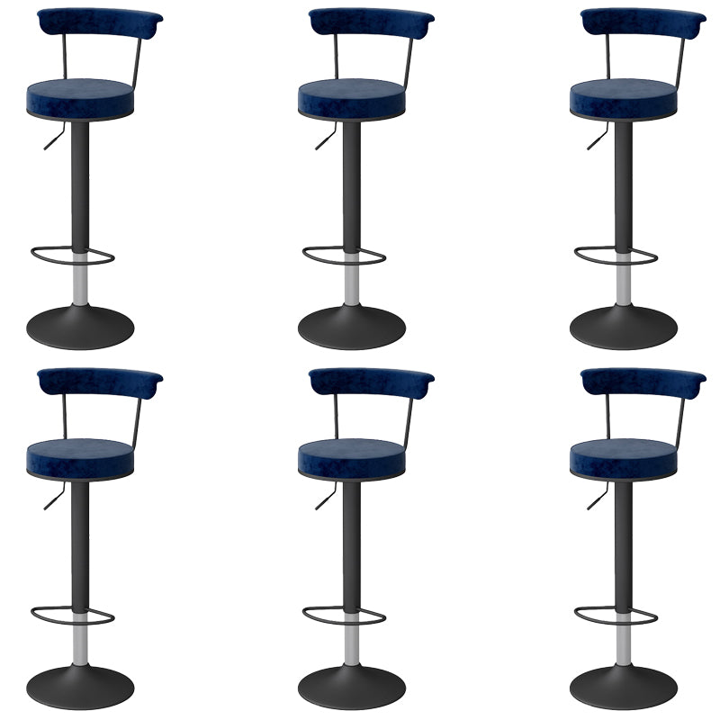 Glam Low Back Dining Stools Adjustable Height Bar Stools with Metal Base