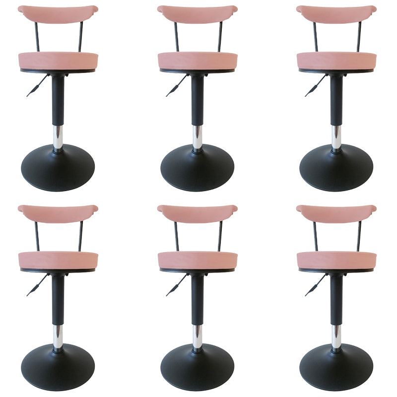 Glam Low Back Dining Stools Adjustable Height Bar Stools with Metal Base