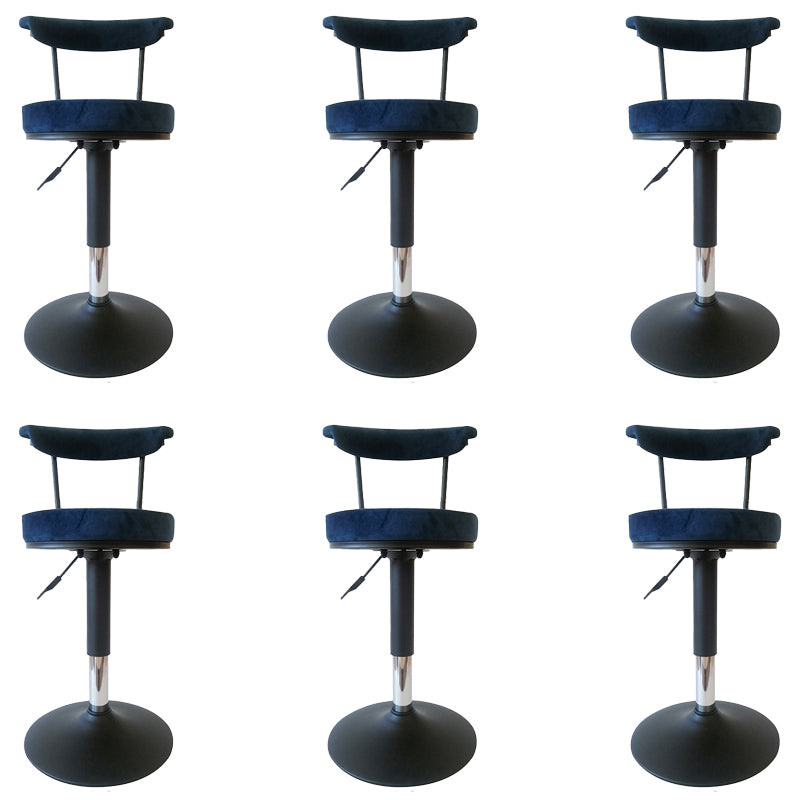 Glam Low Back Dining Stools Adjustable Height Bar Stools with Metal Base