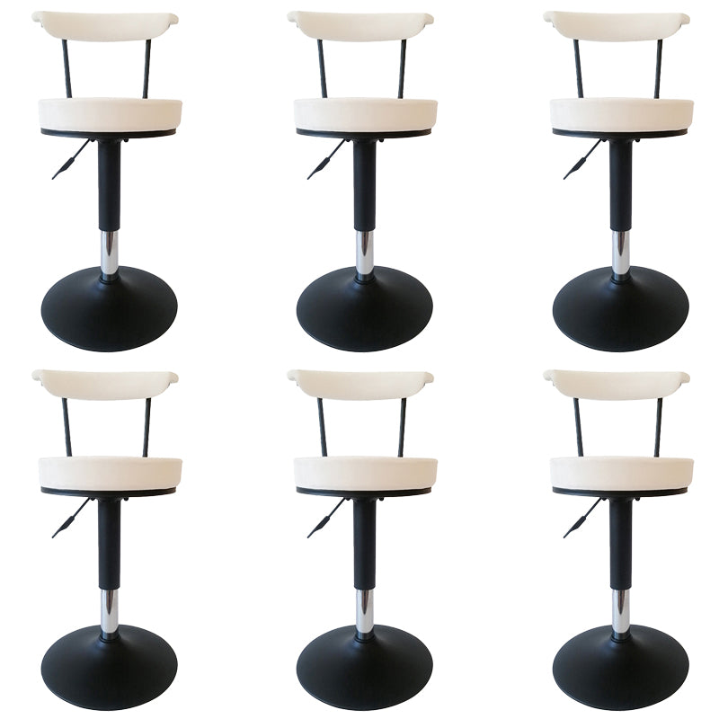 Glam Low Back Dining Stools Adjustable Height Bar Stools with Metal Base