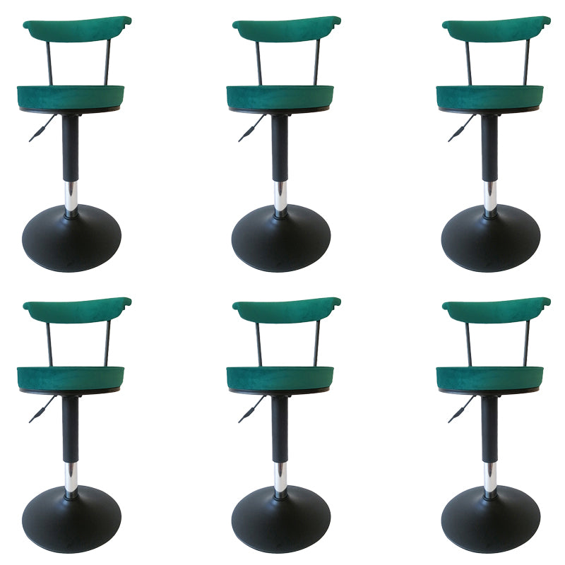 Glam Low Back Dining Stools Adjustable Height Bar Stools with Metal Base