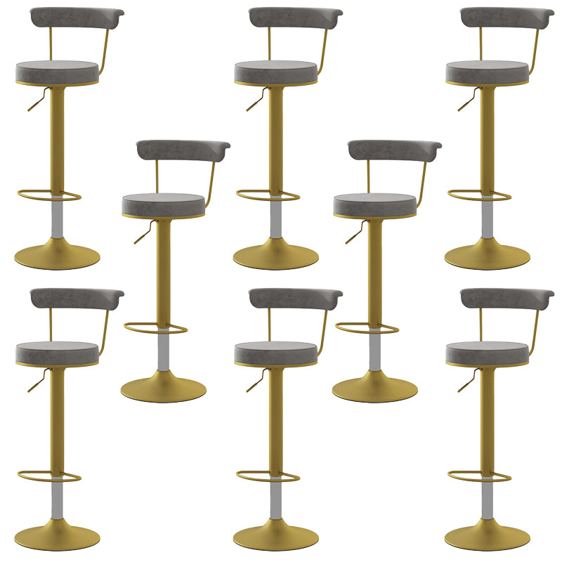 Glam Low Back Dining Stools Adjustable Height Bar Stools with Metal Base