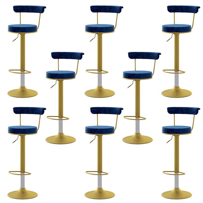 Glam Low Back Dining Stools Adjustable Height Bar Stools with Metal Base