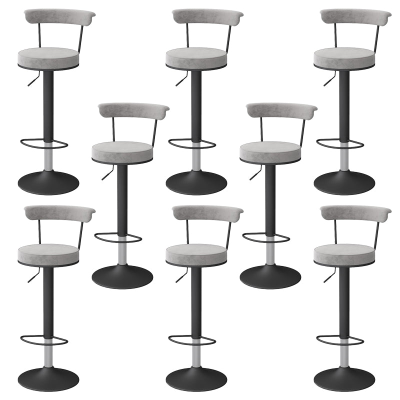 Glam Low Back Dining Stools Adjustable Height Bar Stools with Metal Base