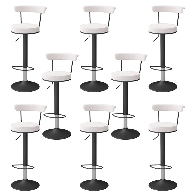 Glam Low Back Dining Stools Adjustable Height Bar Stools with Metal Base