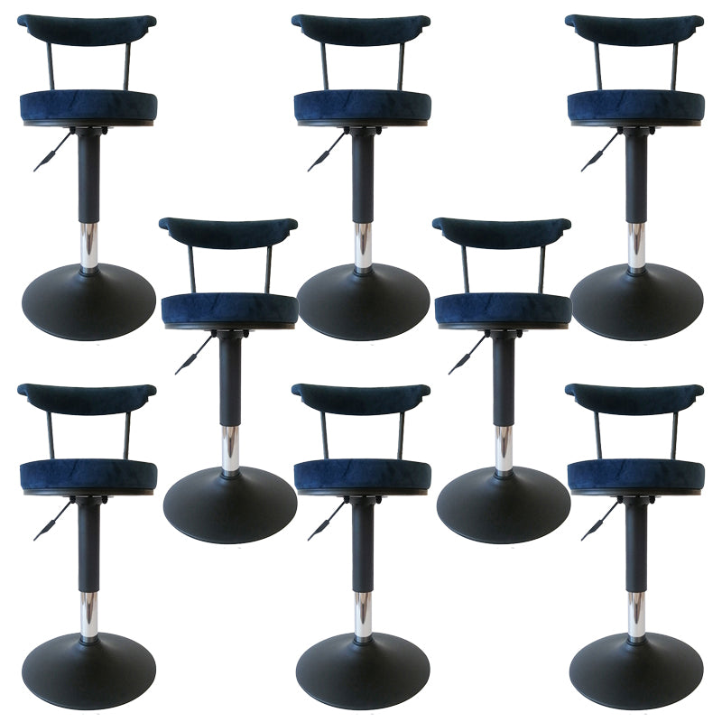 Glam Low Back Dining Stools Adjustable Height Bar Stools with Metal Base