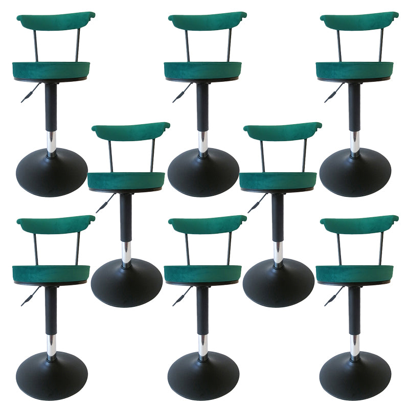 Glam Low Back Dining Stools Adjustable Height Bar Stools with Metal Base
