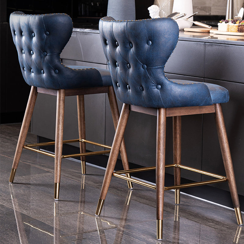 Low Back Dining Stools Bucket Armless Bar Stools with Wood Base