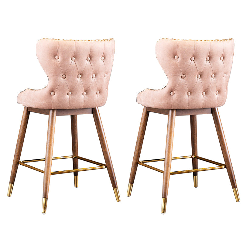 Low Back Dining Stools Bucket Armless Bar Stools with Wood Base