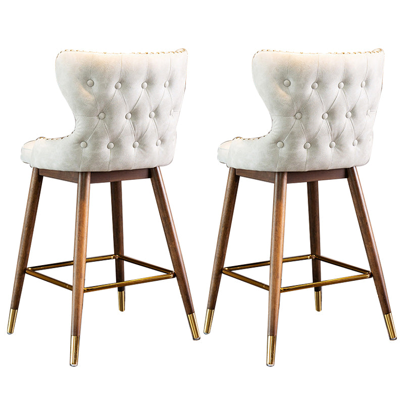 Low Back Dining Stools Bucket Armless Bar Stools with Wood Base