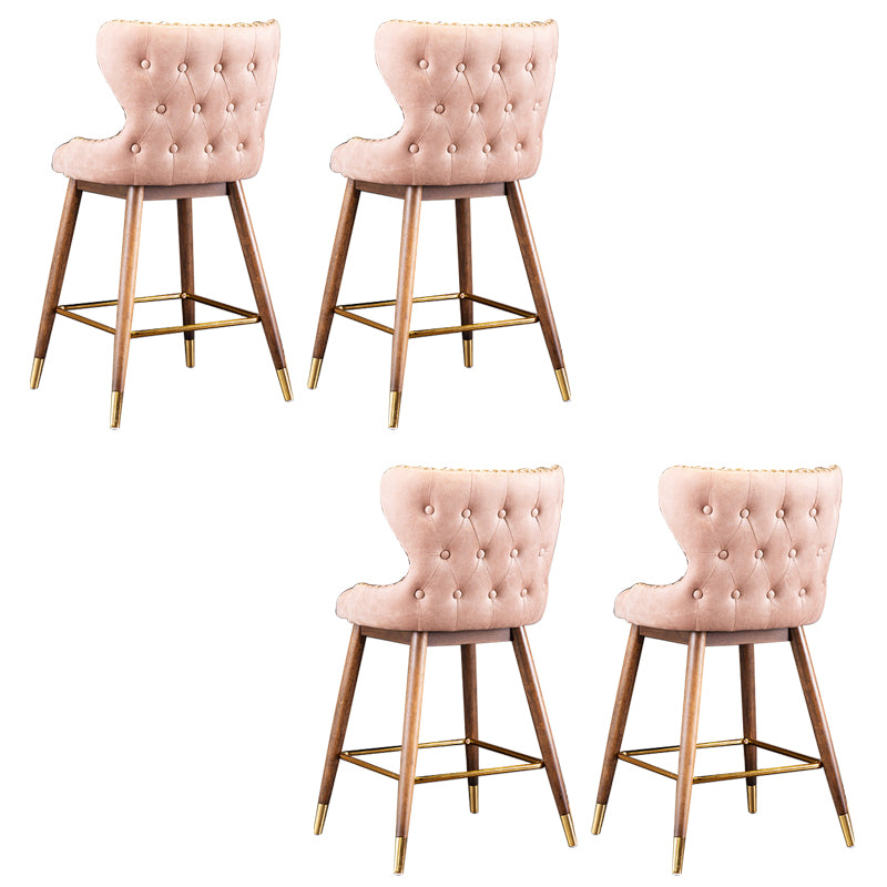 Low Back Dining Stools Bucket Armless Bar Stools with Wood Base