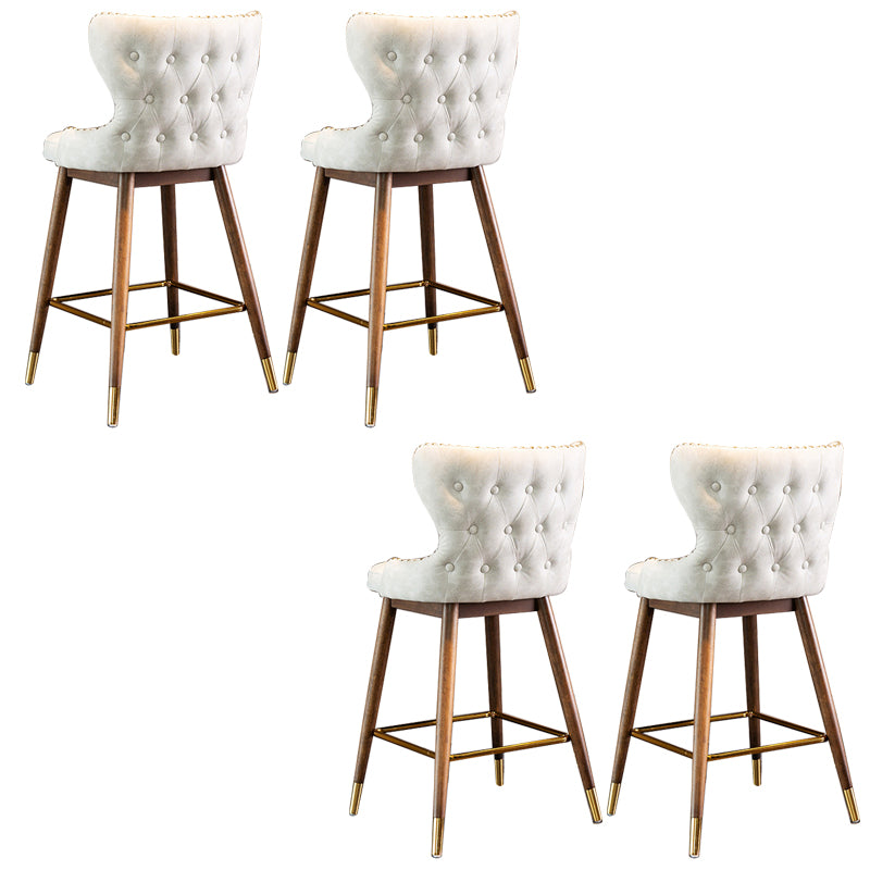 Low Back Dining Stools Bucket Armless Bar Stools with Wood Base