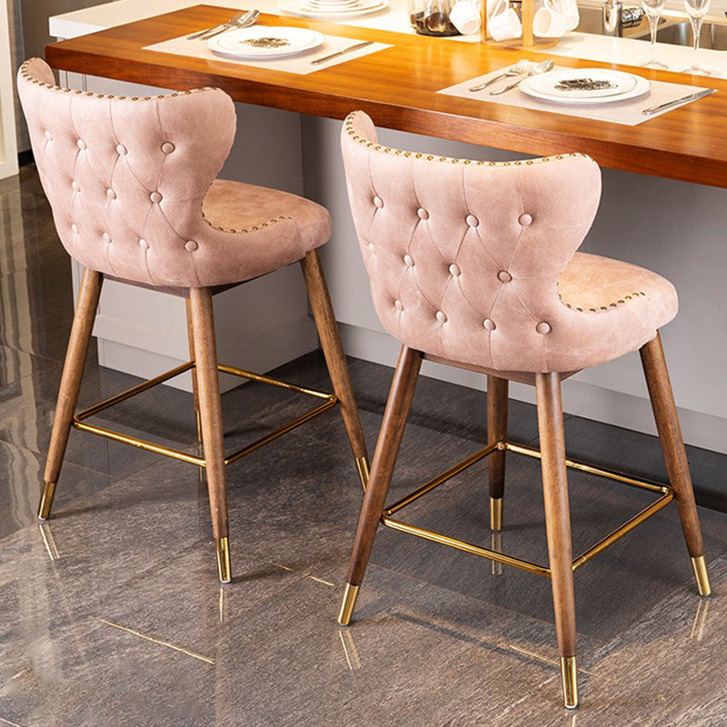 Low Back Dining Stools Bucket Armless Bar Stools with Wood Base