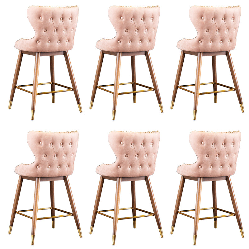 Low Back Dining Stools Bucket Armless Bar Stools with Wood Base