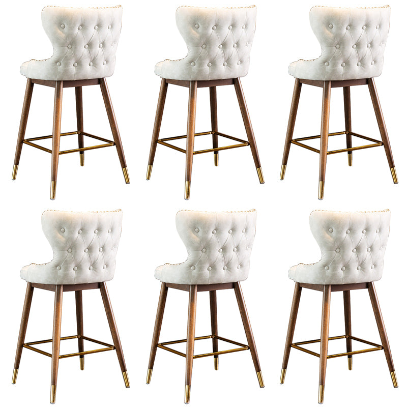 Low Back Dining Stools Bucket Armless Bar Stools with Wood Base