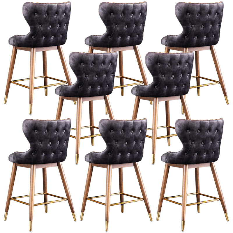 Low Back Dining Stools Bucket Armless Bar Stools with Wood Base