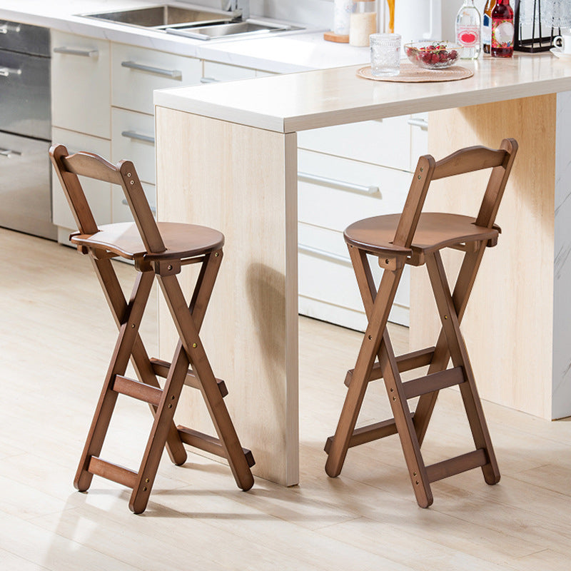 Contemporary Folding Dining Stools Solid Wood Bar Stools with Footrest