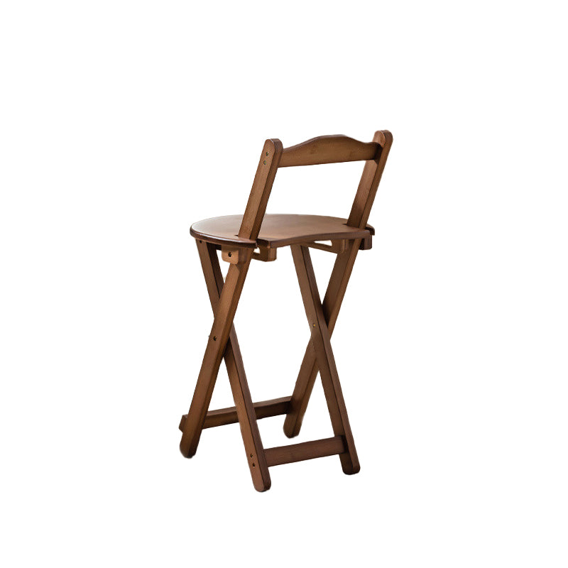 Contemporary Folding Dining Stools Solid Wood Bar Stools with Footrest