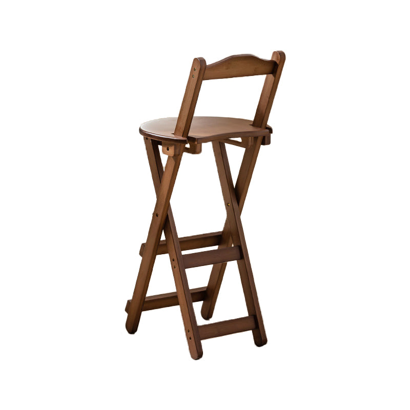 Contemporary Folding Dining Stools Solid Wood Bar Stools with Footrest