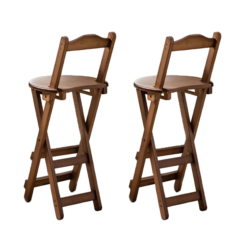 Contemporary Folding Dining Stools Solid Wood Bar Stools with Footrest