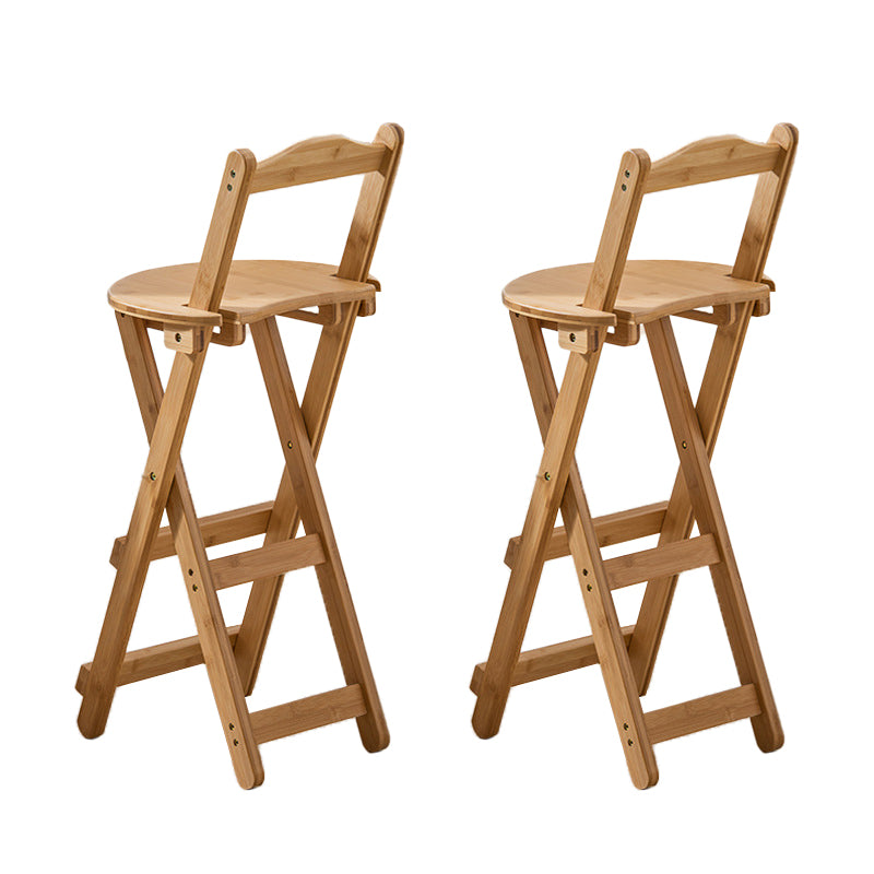 Contemporary Folding Dining Stools Solid Wood Bar Stools with Footrest