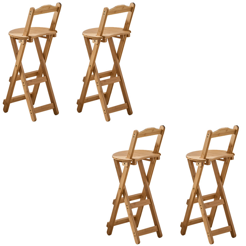 Contemporary Folding Dining Stools Solid Wood Bar Stools with Footrest