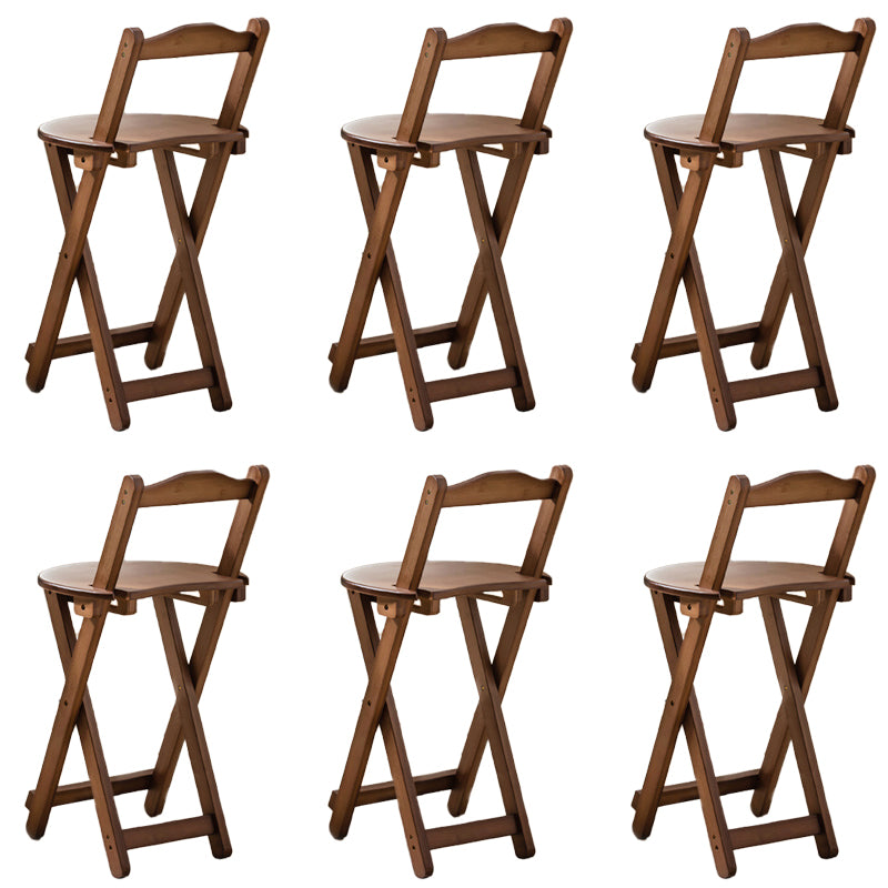 Contemporary Folding Dining Stools Solid Wood Bar Stools with Footrest