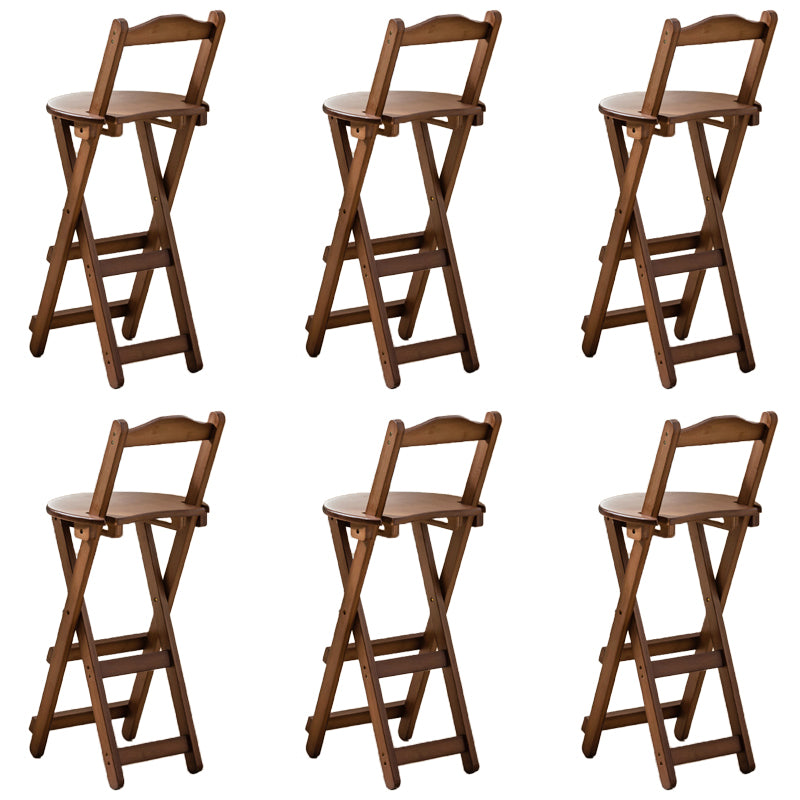 Contemporary Folding Dining Stools Solid Wood Bar Stools with Footrest