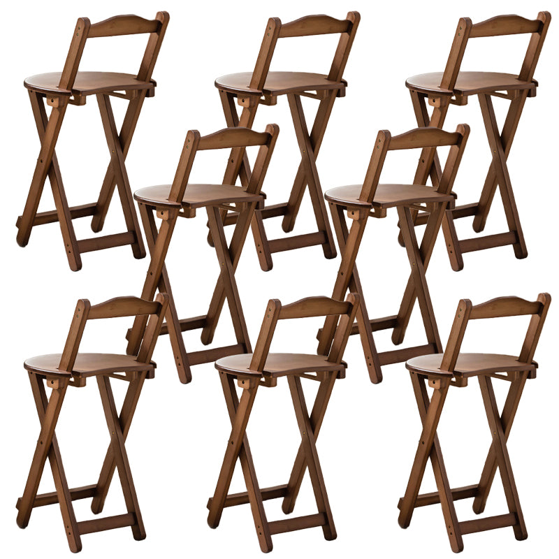 Contemporary Folding Dining Stools Solid Wood Bar Stools with Footrest