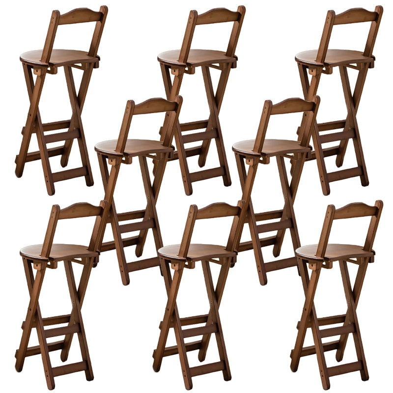 Contemporary Folding Dining Stools Solid Wood Bar Stools with Footrest