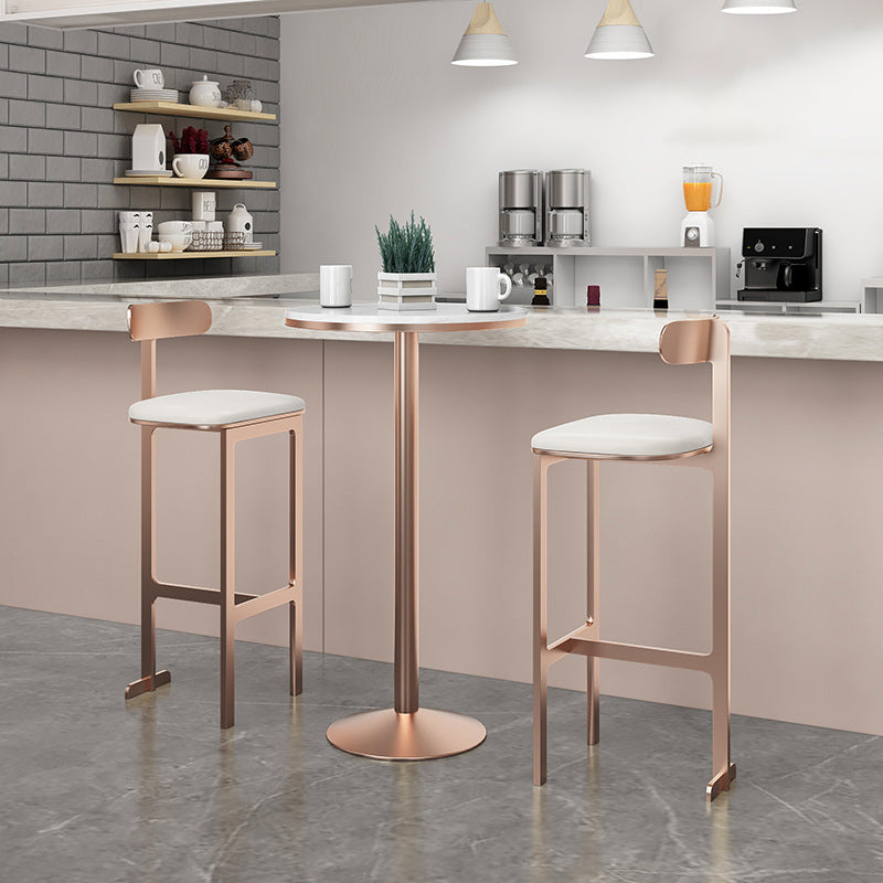 Glam Faux Leather Bar Stool Low Back Counter Bar Stool for Home