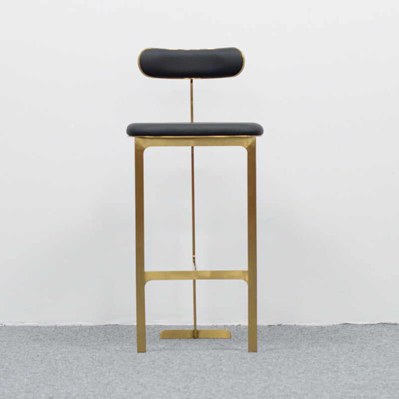 Glam Faux Leather Bar Stool Low Back Counter Bar Stool for Home