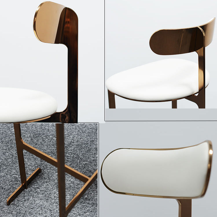 Glam Faux Leather Bar Stool Low Back Counter Bar Stool for Home