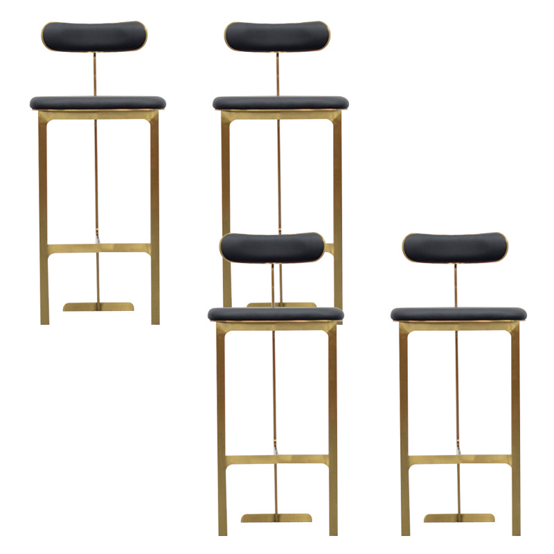 Glam Faux Leather Bar Stool Low Back Counter Bar Stool for Home