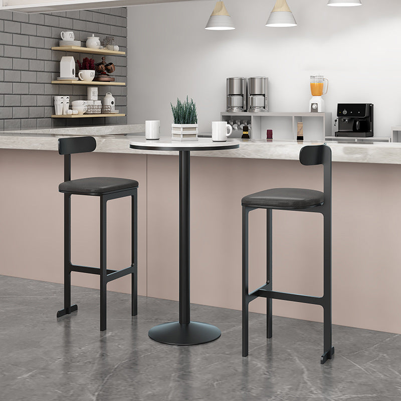 Glam Faux Leather Bar Stool Low Back Counter Bar Stool for Home