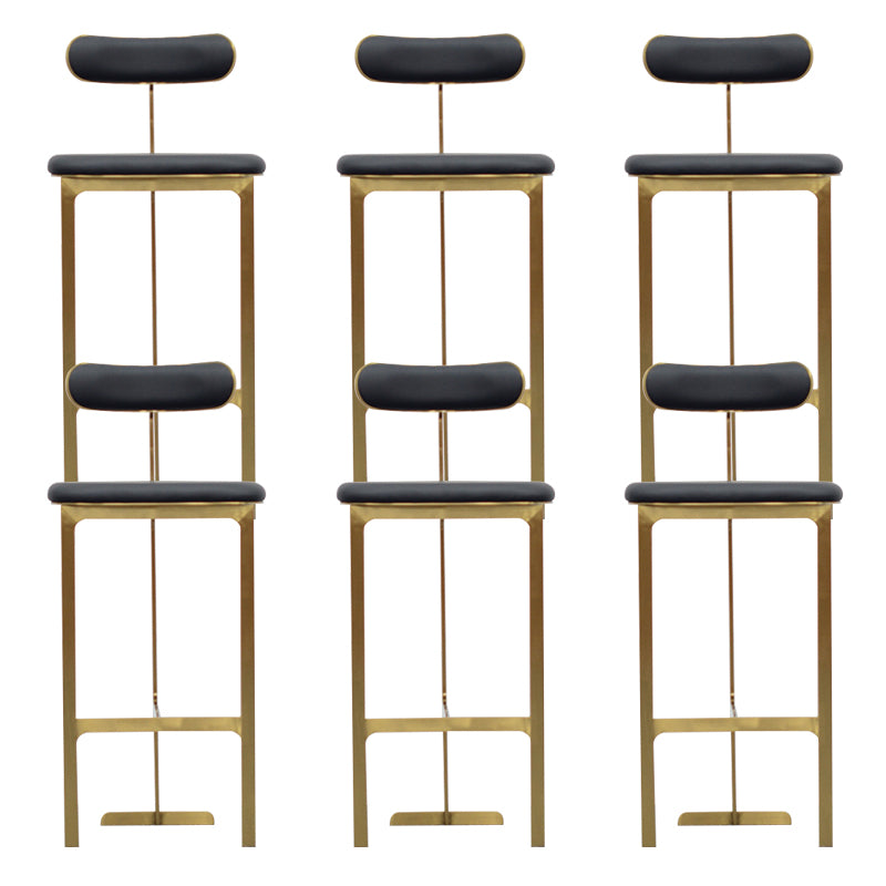 Glam Faux Leather Bar Stool Low Back Counter Bar Stool for Home