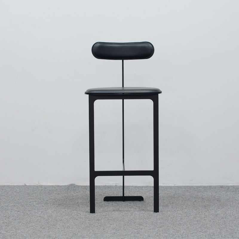 Glam Faux Leather Bar Stool Low Back Counter Bar Stool for Home