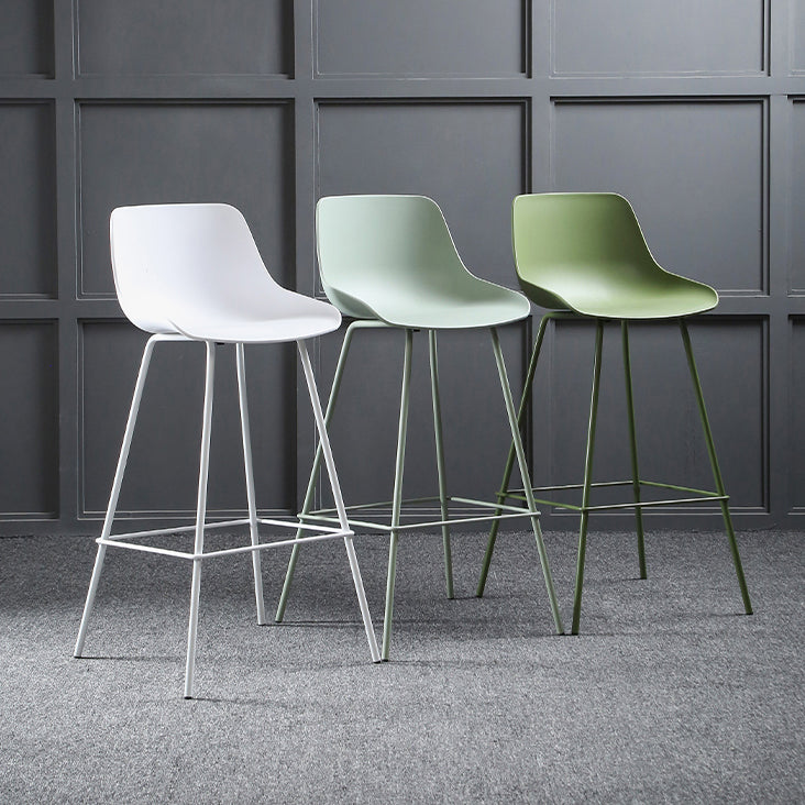 Nordic Plastic Bar Stool Low Back Counter Bar Stool with Metal Legs for Home