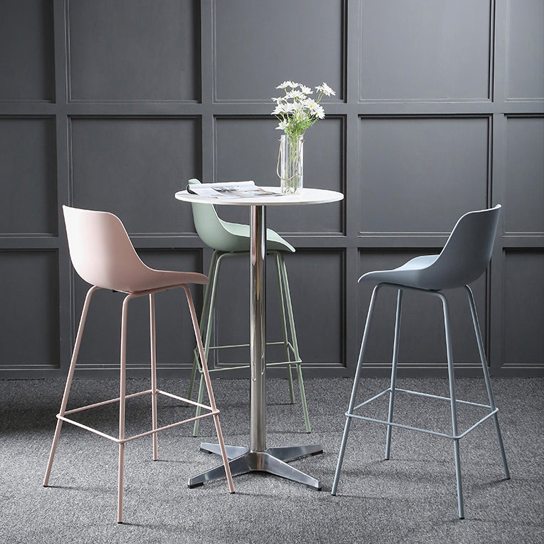 Nordic Plastic Bar Stool Low Back Counter Bar Stool with Metal Legs for Home