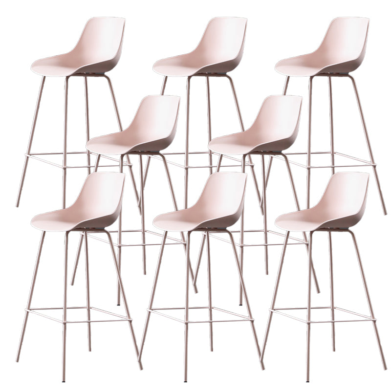 Nordic Plastic Bar Stool Low Back Counter Bar Stool with Metal Legs for Home